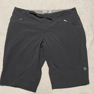 Mountain Hardware Shorts Womens 14 Black Belted Nylon Stretch Outdoors Hiking